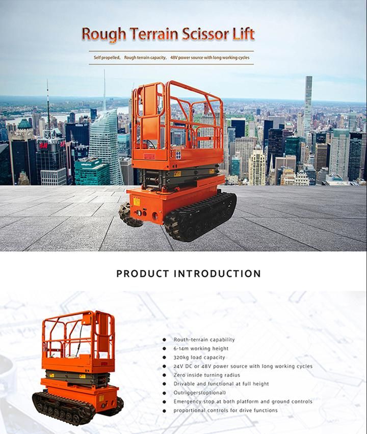 2022 New Stock 6m 8m 10m 12m 14m CE Approved Hydraulic Lifting Platform Tracked Scissor Lift