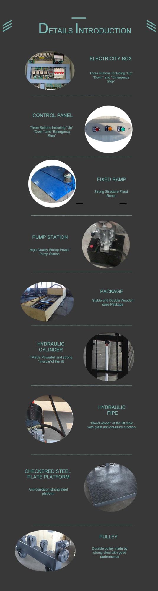 6m 300kg Hydraulic Home Vertical Goods Montacargas Elevator Lift