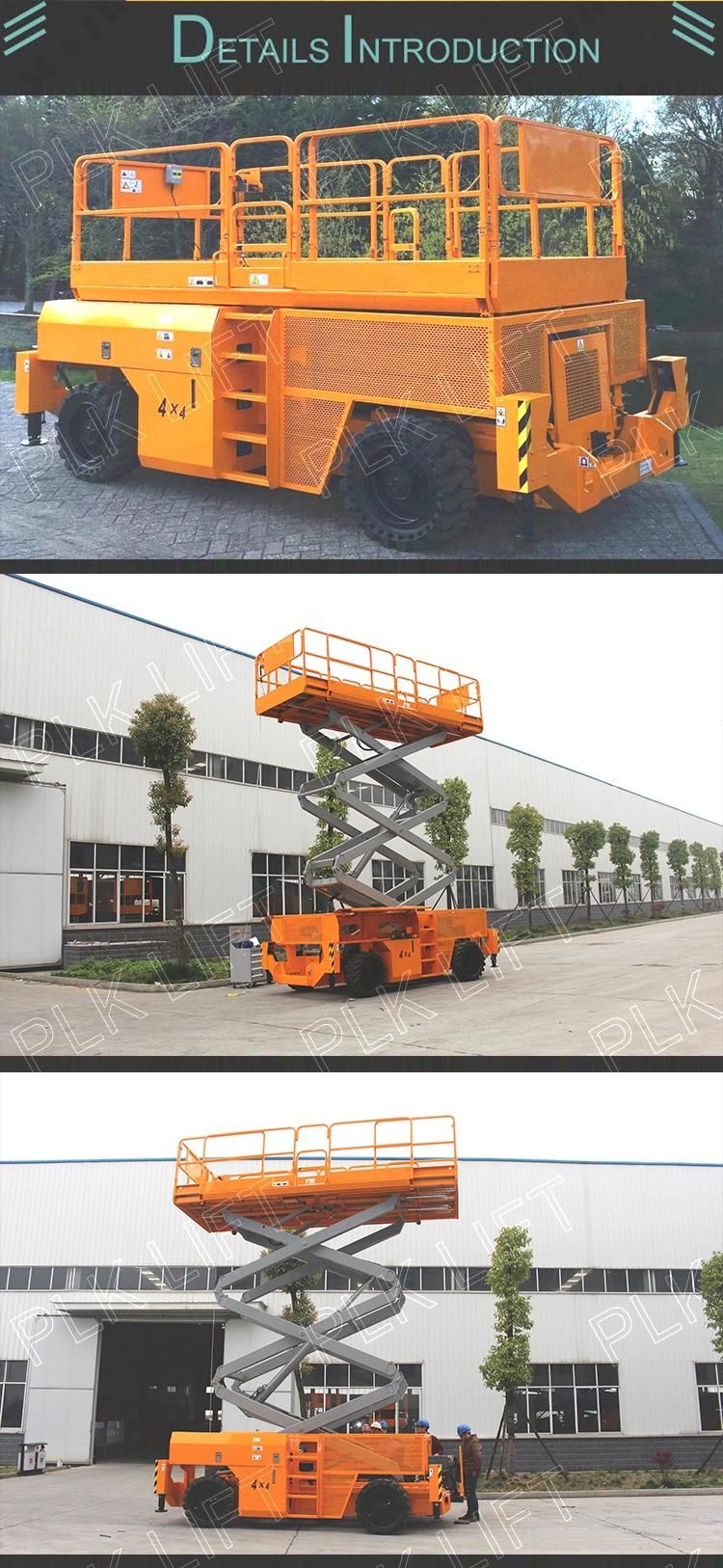 16m 680kg Hydraulic Rough Terrain Scissor Lift with Diesel Power for Construction