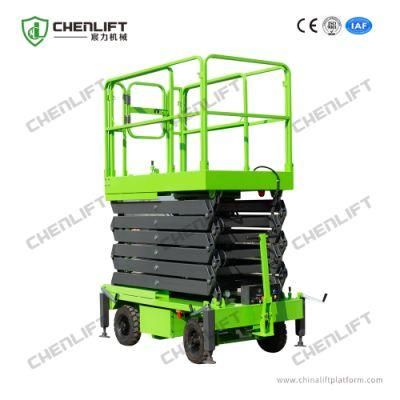 16m Platform Height Manual Pushing Mobile Scissor Lift with Extension Platform