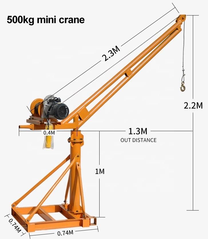 Construction Lifting Equipment Mini Crane with Electric Hoist Crane 500kg