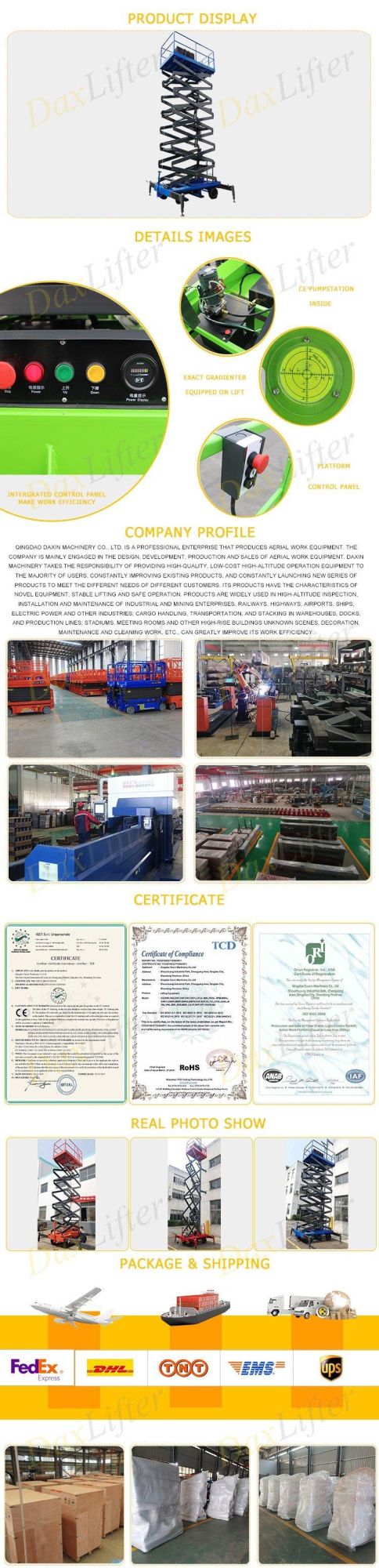 18m Aerial Vertical Rising Working Mobile Scissor Lift