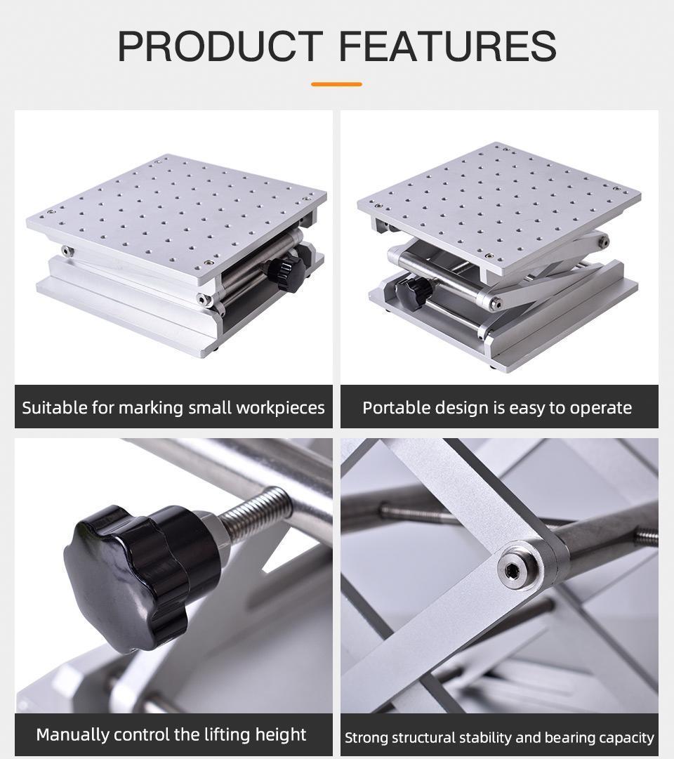 Startnow Laser Marking Machine Lift Platform 200X200mm One Dimensional Stainless Steel Adjustable Manual Lifting Table