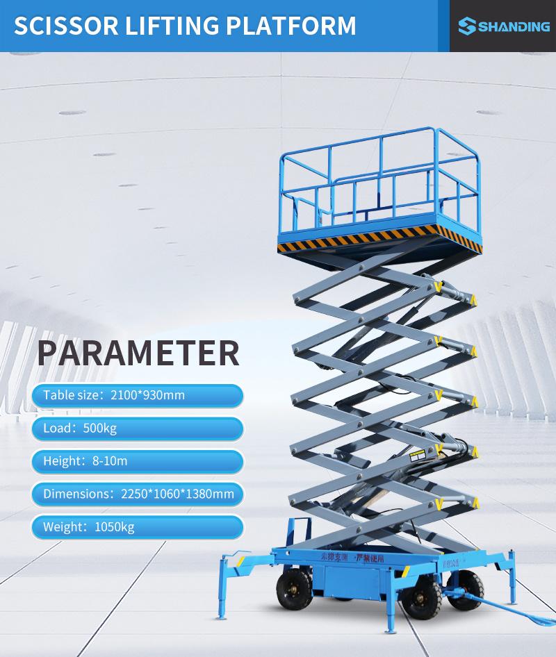 Shanding 4-20m Manual Movable Scissor Lift Hydraulic Mobile Electric Scissor Lift Platform