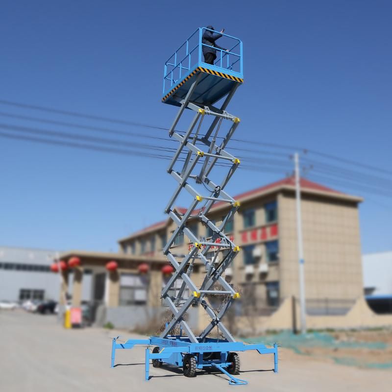 Shanding 6-18m 500kg Hydraulic Mobile Vertical Explosion Proof 4 Wheels Scissor Lift Platform with CE ISO Certification