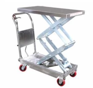 Stalinless Steel Hydraulic Mobile Small Platform Scissor Lift Trolley