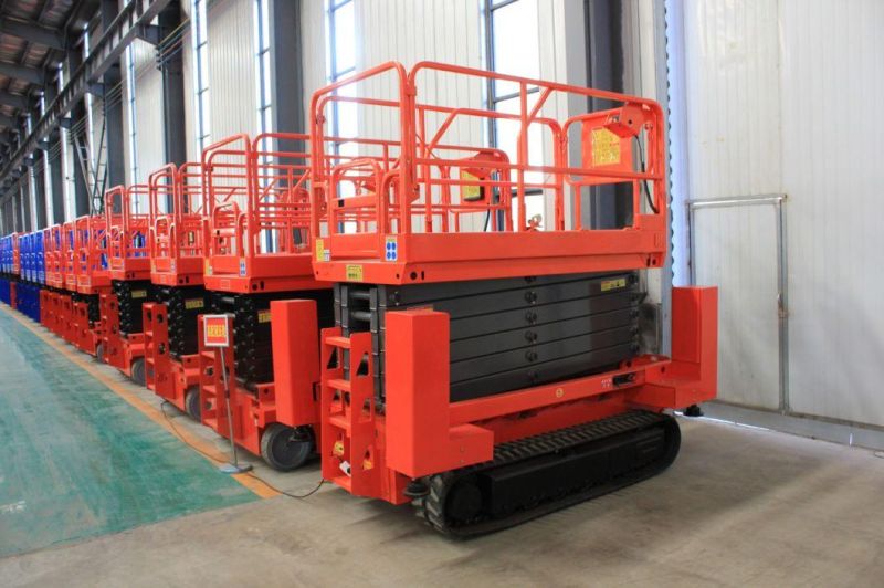 Heavy Duty Rough Terrain Man Electric Hydraulic Battery Self Propelled Crawler Mobile Scissor Lift