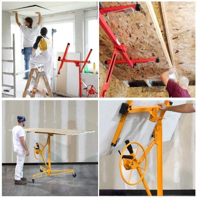 16" 68kgs Drywall Installation Tool Plaster Board Panel Ceiling Hoist Crane Lift Drywall Panel Hoist Lift