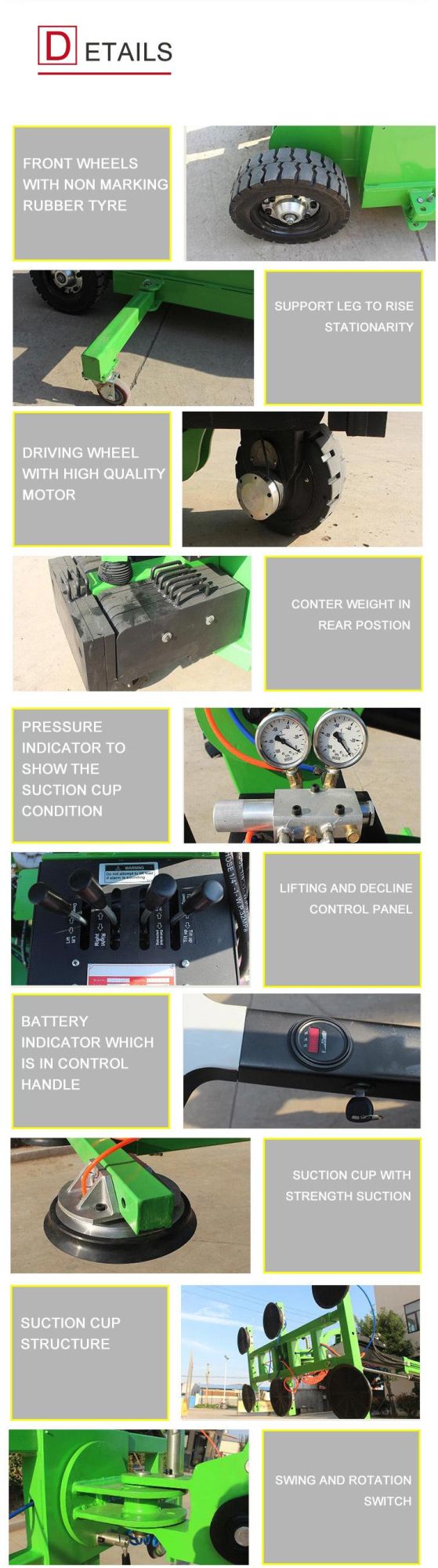 Ce Certificated Full Electric Suction Cup Vacuum Lifter for Spain UK