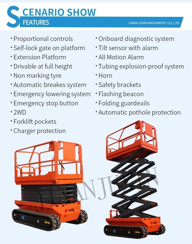 Self Propelled Electric Battery Power on Track Rough Terrain Ground Use Scissor Lift