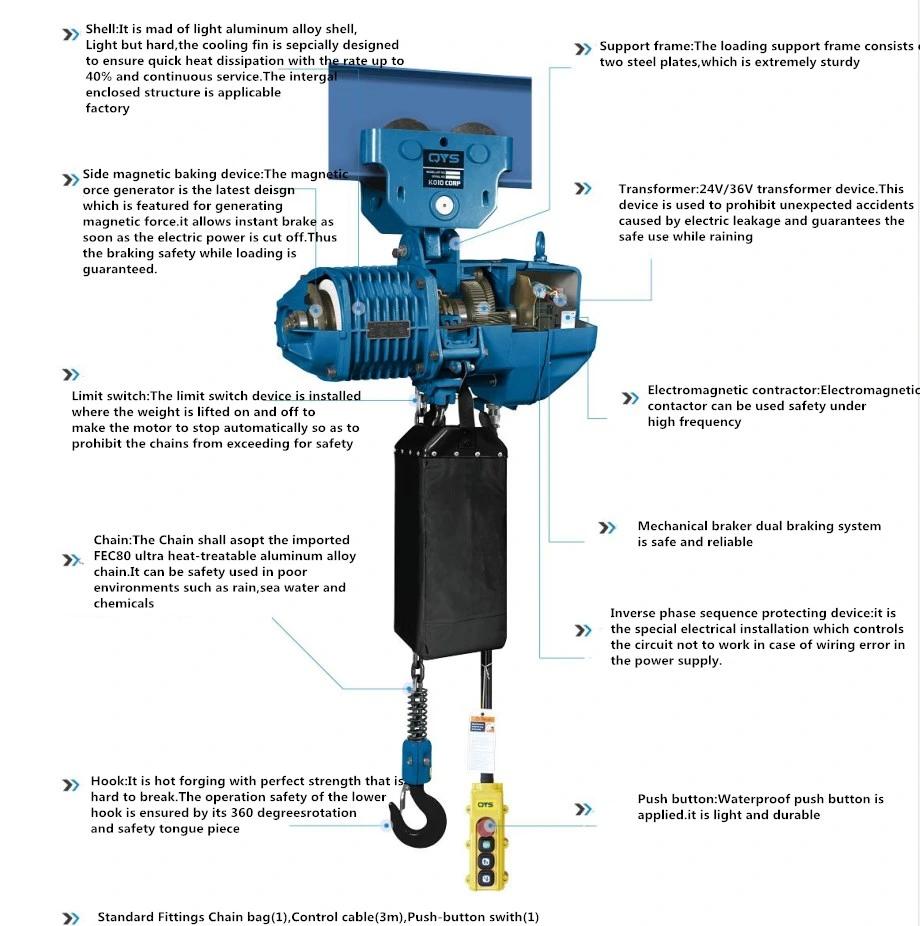 Industrial Construction Pulling 5000 Kg Electric Chain Hoist with Remote Control