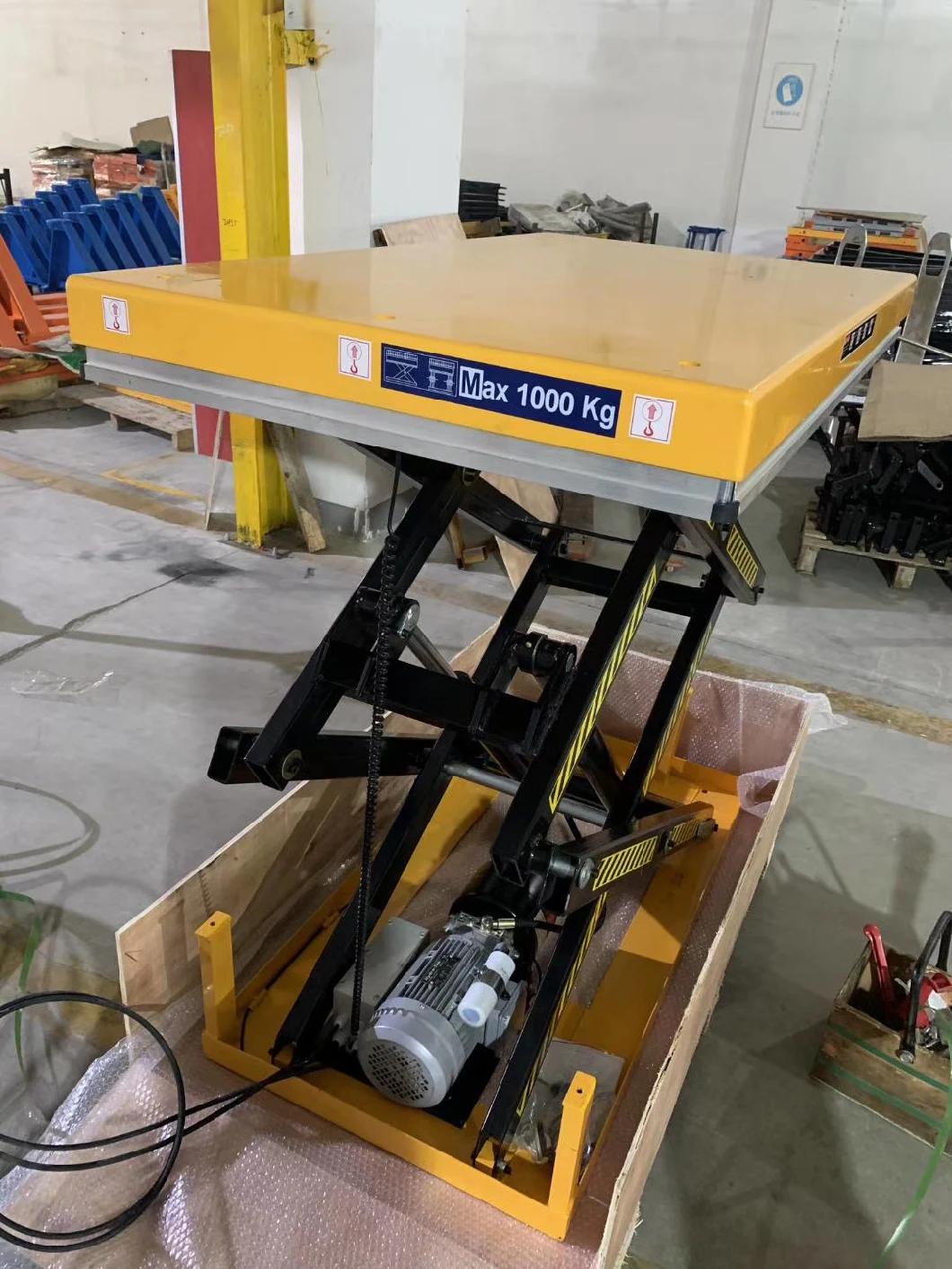 Top Standard Hand Dragged Lifting Cargo Double Scissor Lift Table