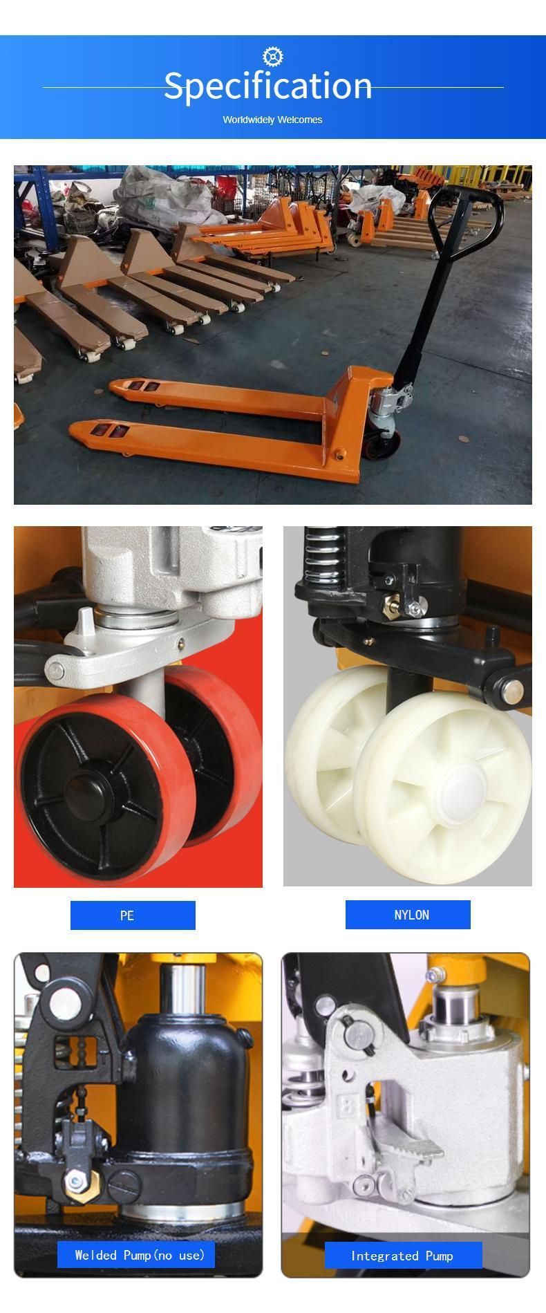 2/2.5/3tons 1150mm Nylon Wheel AC Hand Pallet Truck with Manual Hand Pallet Jack - Hydraulic 3000kg 2500kg Forklifts