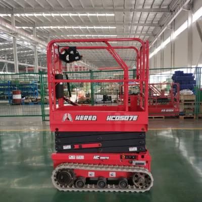 Hered Hydraulic Electric 4m 6m 8m 10m Self Propelled Battery Power Crawler Wheels Mini Scissor Lift on Tracks for Sale