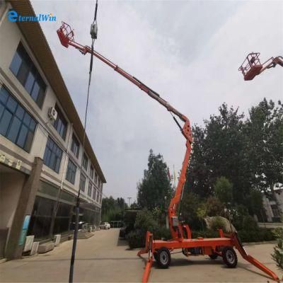 10m 12m 14m 16m Mobile Cheap Hydraulic Battery Power Boom Lifter /CE Certified Toweable Hydraulic Lift Articulated Boom Man Lifter Platform
