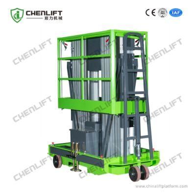 6m Mobile Work Platform Double Mast Manual Pushing Vertical Lift