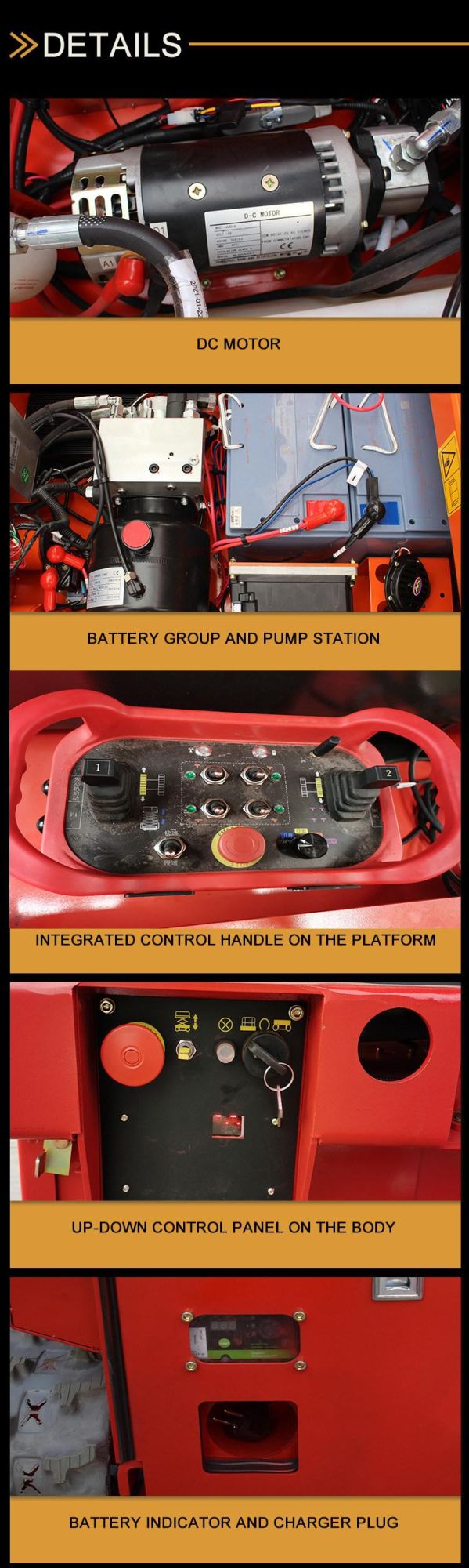 Platform Height Max 12 M Crawler Hydraulic Self Propelled Electric Driven Lifting Types Cylinders Lift