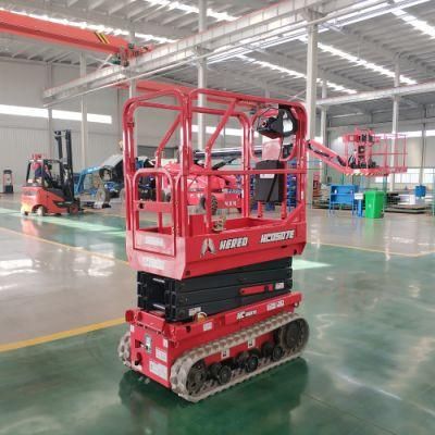Hered Electric Scissor Lift Self-Propelled Rough Terrain Rubber Tracked Crawler 5m 7m Lift Height