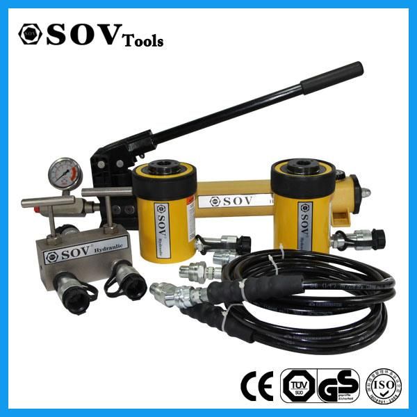 100 Ton 70 MPa Single Acting Aluminum Hydraulic Jack Hollow Plunger Hydraulic Jack (Sov Rach 1006)