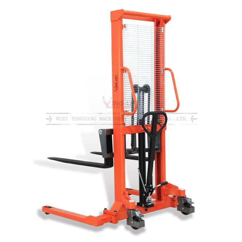 Hydraulic Hand Pallet Forklift Materila Stacker with Adjustable Forks 1000kg Capacity 1500mm Lifting Height