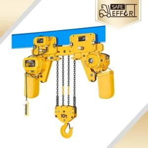 Wireless Remote Control 10ton Low- Headroom Electric Chain Hoist for Single Girder Crane