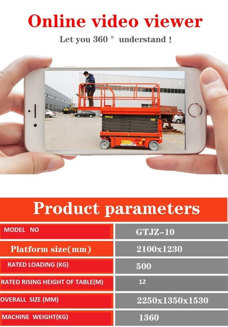 500 Kg Auto Rising Lift Table 12 Meters Lifting Table 500 Kg Hydraulic Lifting Table