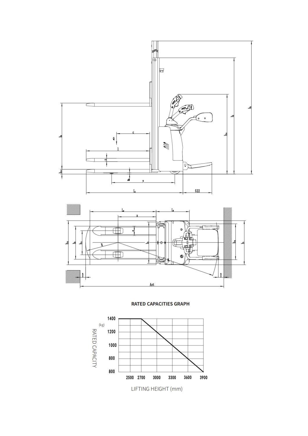 1.5t Standing Electric Stacker with Protect Arm