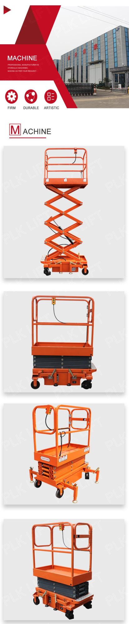 4m 200kg Rated Capacity Wheeled Hydraulic Scissor Lift