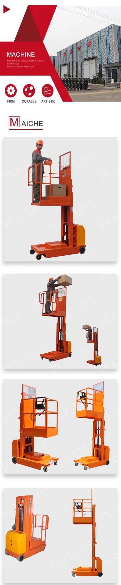 4.5m 200kg Capacity Semi-Electric Aerial Order Picker for Sale