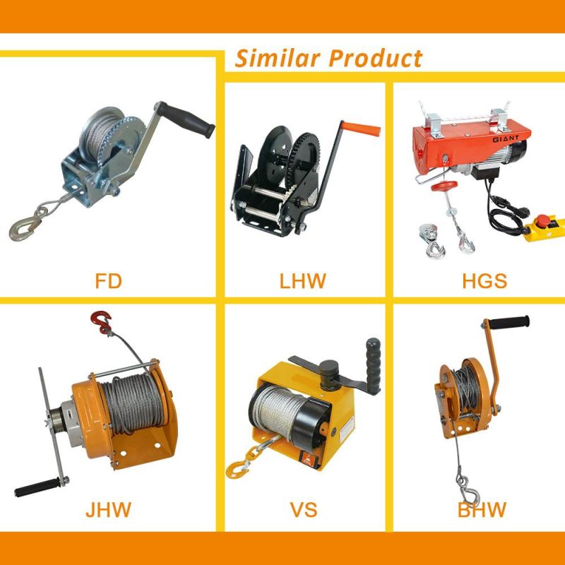 Bhw Tpye Auto-Brake Hand Winch for Pulling Cargo High Safety Portable Steel Cable for Marine Boat Trailer (BHW)
