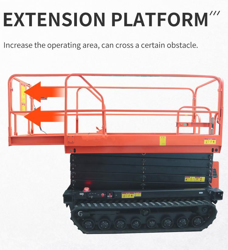 2021 New Stock 4.5-12m 200kg 500kg CE ISO Approved Hydraulic Tracked Crawler Scissor Lift Table