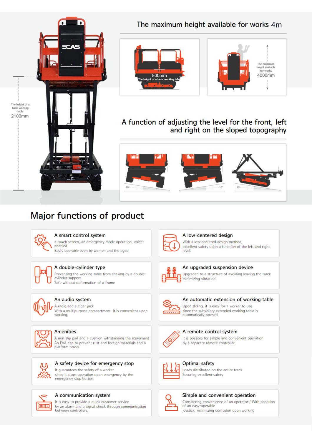 Vehicle Flexible Self Propelled Table Electric Skylift All Terrain Scissor Lift Platform with High Quality