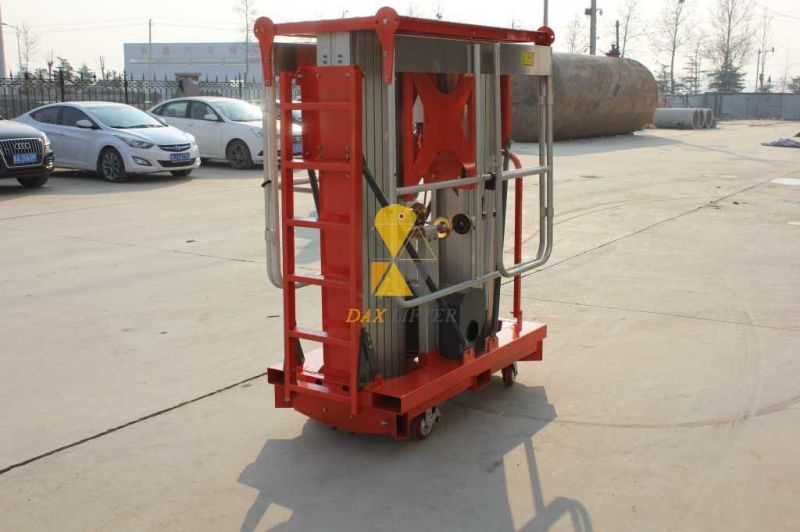 Economic Safe Double Mast Hydraulic Drive Aluminum Lift with Outriggers