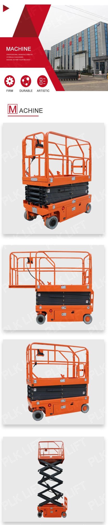 8m Hydraulic Self Propelled Scissor Lift with Imported Parts