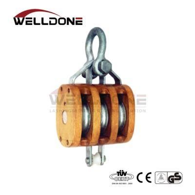 Us Type Regular Wood Block Triple Sheave with Shackle