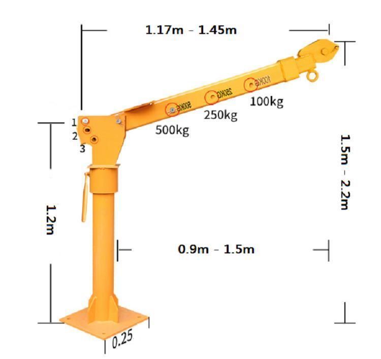 Truck Mounted 500kg 1000kg 12V 24V Pickup Truck Jib Crane