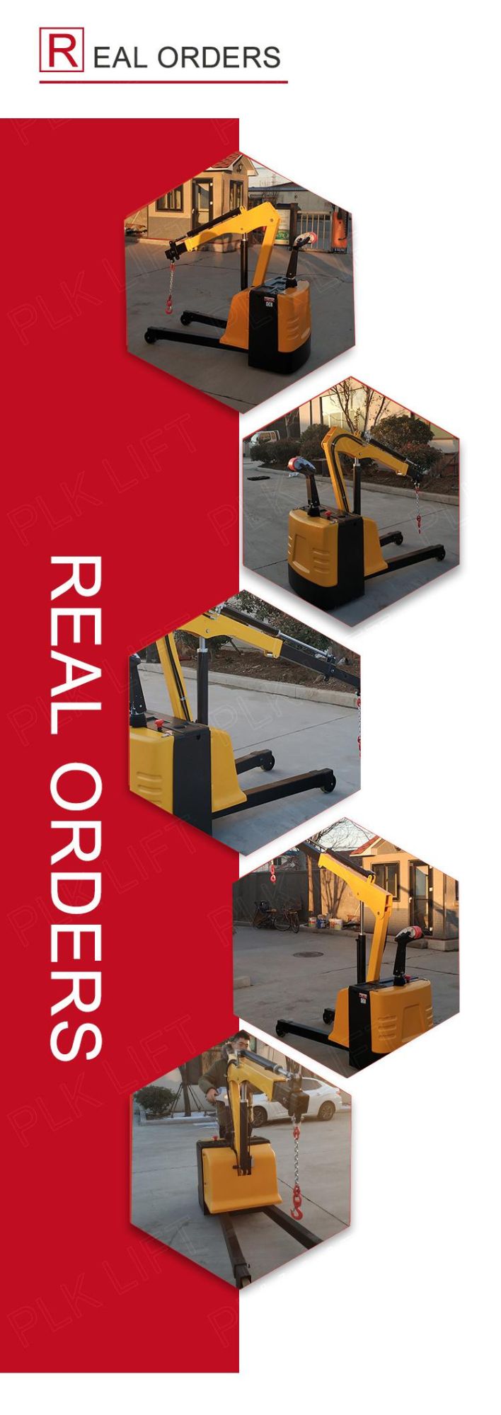 1000kgs Electric Powered Hydraulic Floor Crane for Construction Use