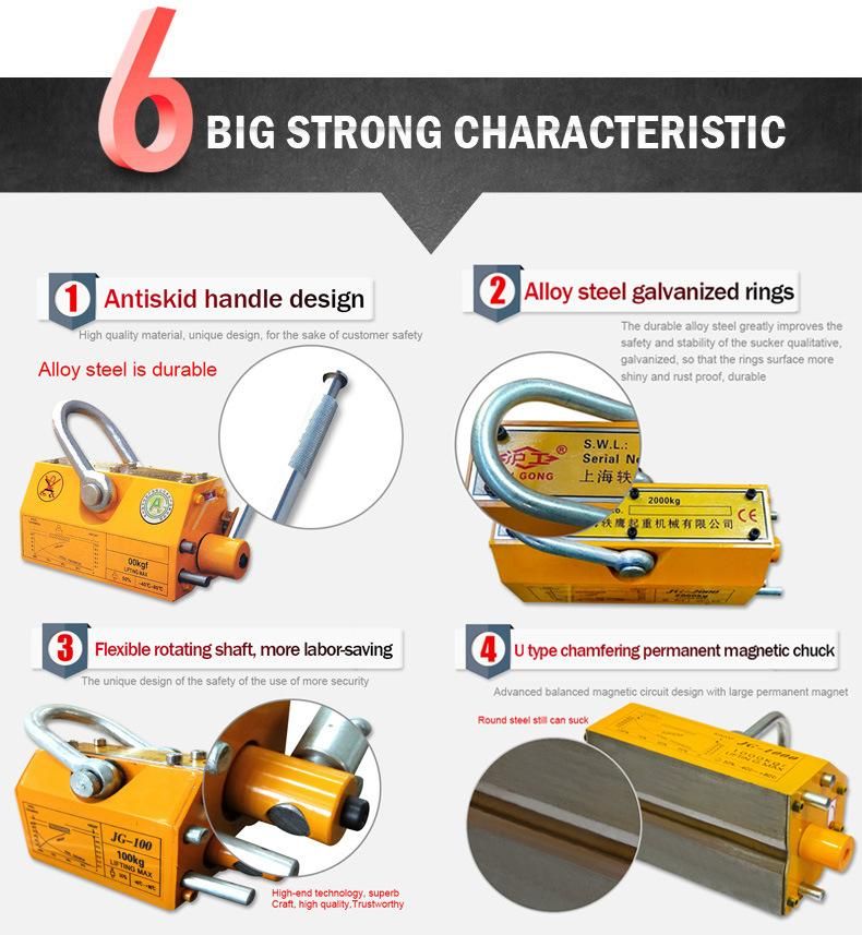 Magnets for Heavy Duty Lifting Powerful 1000kg Permanent Magnetic Lifter / Crane Lifting Magnet