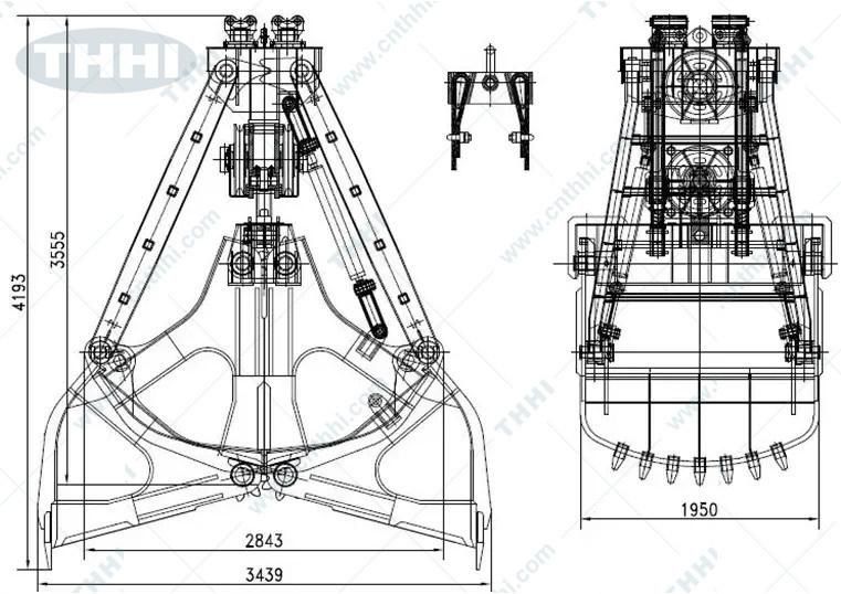 Scrap Two Rope Grab 25t Electric Hydraulic Clamshell Grabs for Bulk Cargo