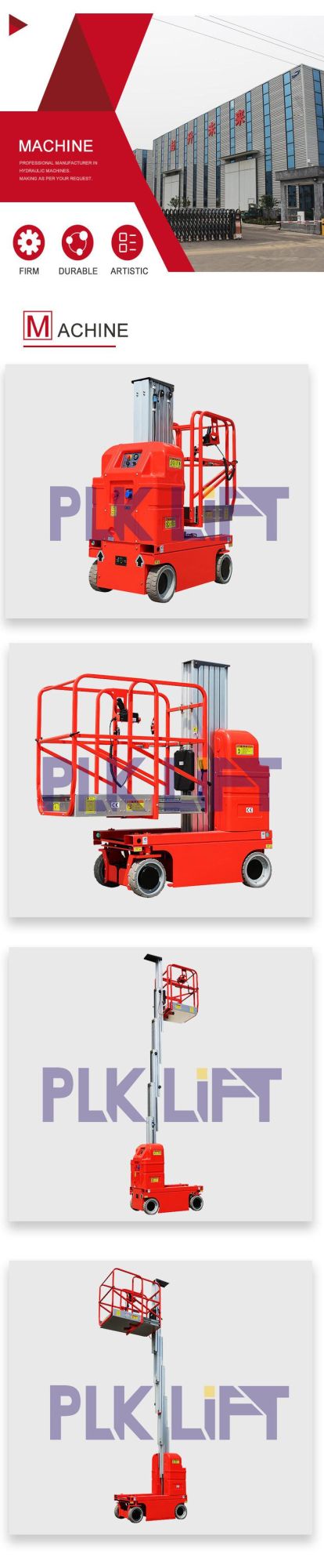 CE Hydraulic Driveable Vertical Mast Aerial Man Lift