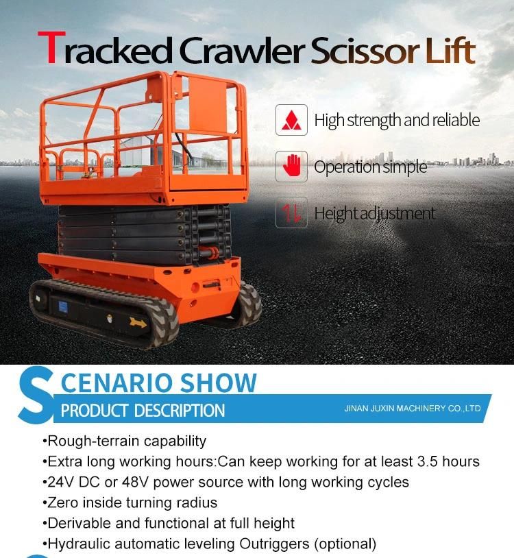 Self Propelled Electric Battery Power on Track Rough Terrain Ground Use Scissor Lift