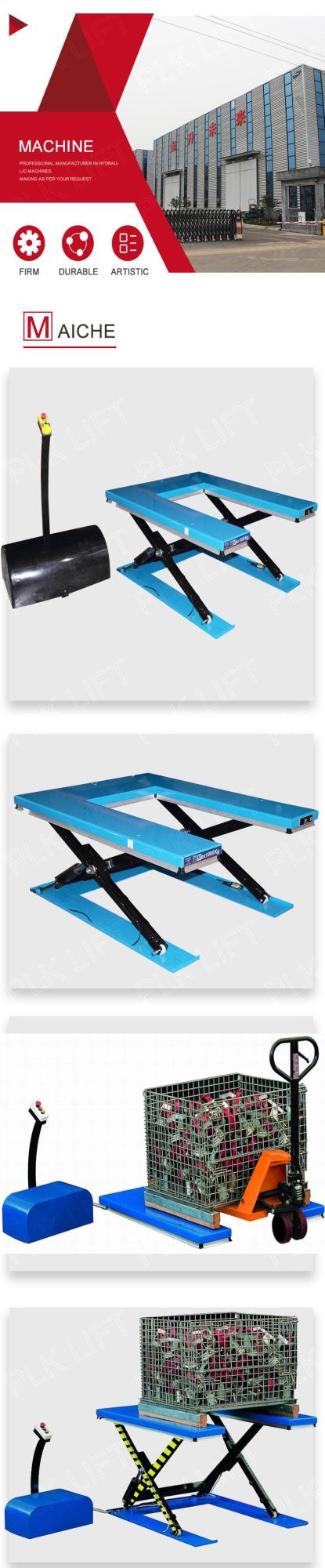 Standard Low Profile U Shape Industrial Hydraulic Scissor Lift Table