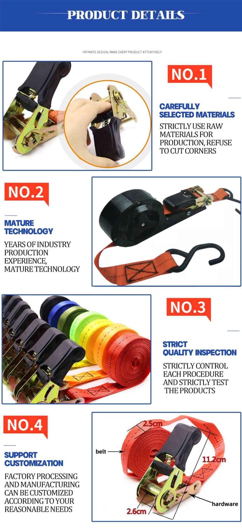 2"&50mm Polyester Strap Ratchet Tie Down with Good Quality