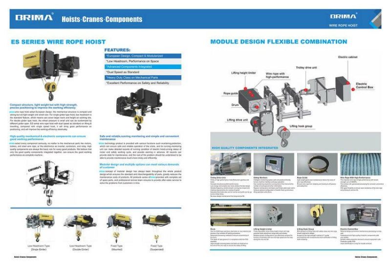 30/10ton England European Type Double Girder Electric Wire Rope Hoist Crane