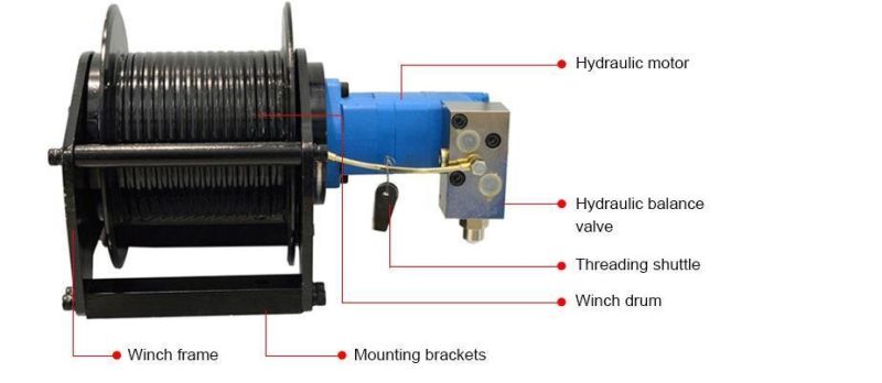 Single Rope Pull Force 1ton Small Hydraulic Winch for Tractor