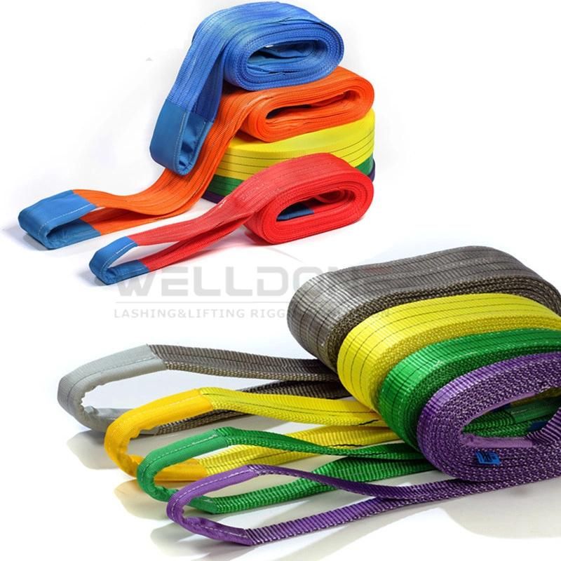 2 Ton 2m or OEM Length 60mm Width Polyester Flat Woven 2t Webbing Lifting Sling Belt Green Color Safety Factor 8: 1 7: 1 6: 1