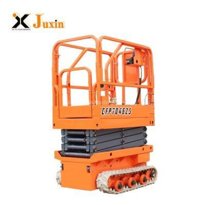 Mini Small Self Propelled Aerial Work Lifting Table Self-Propelled Scissor Lift Hydraulic Scissor Lift Platform Rubber Track Crawler Lift