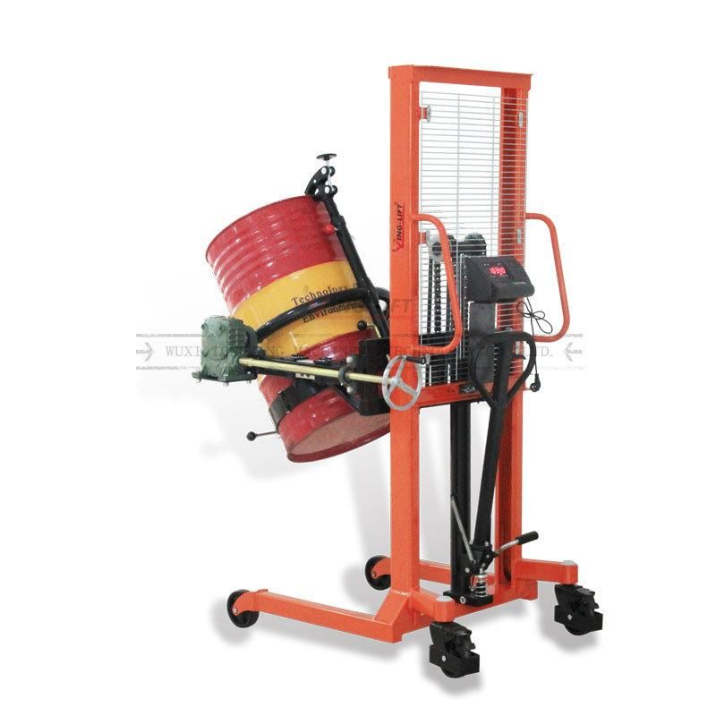 450kg Weighing Scale Foot Pedal Manual Hydraulic Drum Barrel Rotator Stacker Truck, Hand Oil Drum Transporter Handler Da450-1