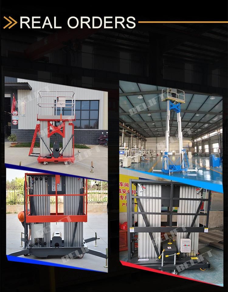 150-250kg Hydraulic Aluminum Aerial Construction Work Manlift Platform Electric Mast Lift