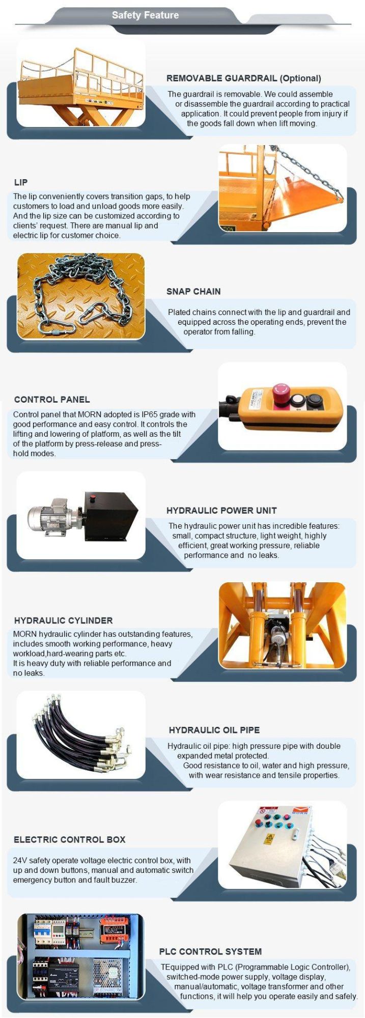 Explosion-Proof Free Spare Parts and 24h Online Service Cargo Fixed Lift Table